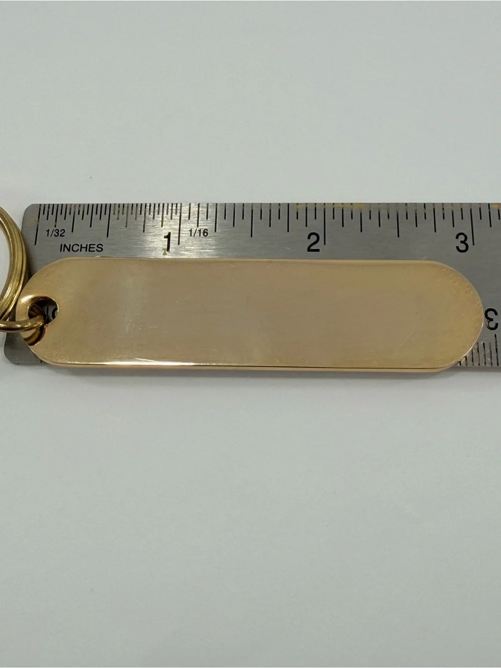 VTG 1980s Solid Brass Bar Key Fob Blank Hotel Motel Style Long Oval Tag Keychain